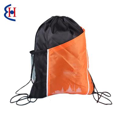 China With USB logo 2020 promotional custom reusable waterproof polyester nylon mesh drawstring bag backpack printing for sale