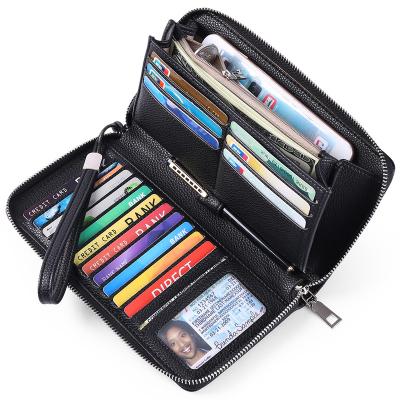 China European Fashion PU Purse Ladies Women Wallet Portable Waterproof Leather Long Card Blocking Bifold Print Rfid Slim Female Purse for sale