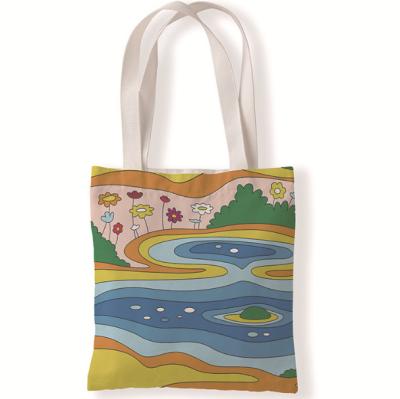 China Eco-friendly Reusable Custom Printed Natural Color Bread Bag Cotton Handle Tote Bag for sale