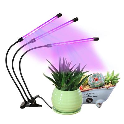 China Seed Starting Lights 360 Degree Triple Clamp Head With Timing Function, Flexible Neck Three Heads Clip Full Spectrum Led Desk Clip For Growing Light for sale