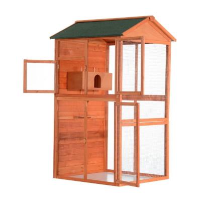 China Large Breathable Wooden Small Animal House Outdoor Aviary Bird Cage With Nesting Box for sale