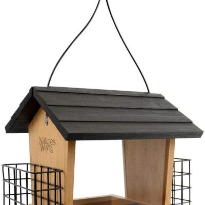 China Liveable hopper feeders, patiowooden wood suede birdcage tree and outdoor kit bracket double cage combination for sale