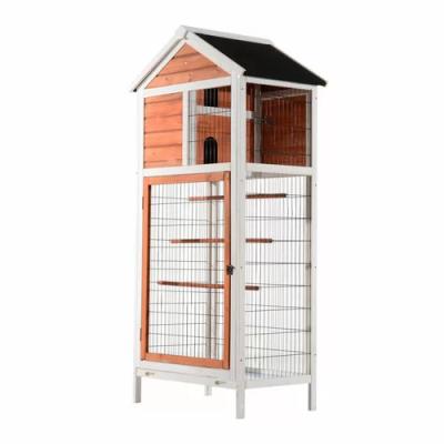 China Sustainable Wooden Bird Parrot Aviary Canary Cage With Nesting Box for sale