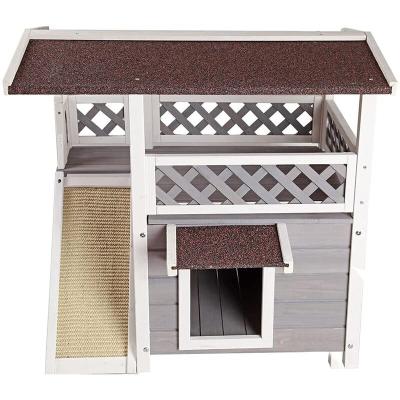 China Gray Wooden Insulated Dog House Outdoor Pet House for sale