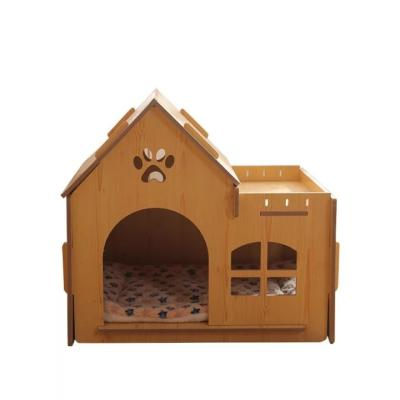 China Detachable Wooden Cat House Dog House Pet Windproof Villa With Window With Door Cabin Outdoor Indoor And Outdoor High Quality Villa for sale