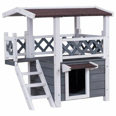 China MSH-C030 Viable Wooden Cat Hut 2-Story Outdoor Waterproof Wooden Cat House for sale