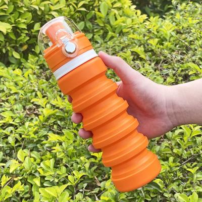 China 500ml Viable Portable Silicone Material Travel Folding Water Bottle Bottle Easy To Carry For Outdoor Activities for sale