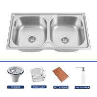 Κίνα OEM 780*430 Double Bowl Polished Stainless Steel Sink With Craftsmanship προς πώληση