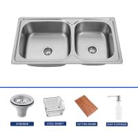 China High Durability Stainless Steel Double Bowl Sink For Topmount for sale