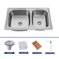 China Topmount Rectangle Stainless Steel Sink Double Bowl For Kitchen zu verkaufen