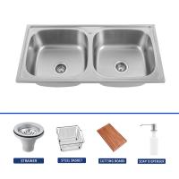 China 780*430 Double Bowl Kitchen Sink Undermount With Faucet à venda