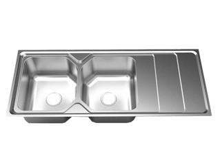 China com drainboard polido de aço inoxidável Double Bowl Sink rede de lavatório de cozinha à venda