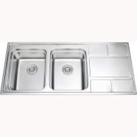 China Center Drain Placement Retangle Stainless Steel Double Bowl Sink With Up To You Overflow Te koop