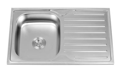 Cina Topmount Kitchen Single Bowl Sink With Drainboard One Tap Hole in vendita