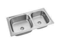 China Descenso rectangular en el fregadero doble de acero inoxidable del cuenco para la cocina grande en venta