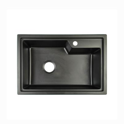 China Fregadero de cocina negro del cuarzo de la resina de acrílico con el escurridero 680*460m m en venta