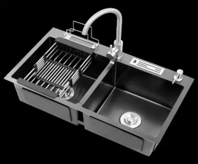 China lavabo igual doble Matte Black Kitchen Sink Above de la anchura de 500m m al revés en venta