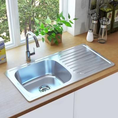 China Household Kitchen Stainless Steel Wash Hand Basin Single With Plate for sale