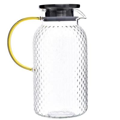 China Transparent Heat Resistant Borosilicate Glass Water Pitcher Teapot Viable Jug Teapot Kitchenware Bottle With Lid And Handle Cups for sale