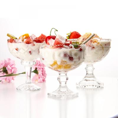 China Sustainable Fashion Tableware Matcha Dessert Round Cereal Fruit Ice Cream Decorative Glass Bowl for sale