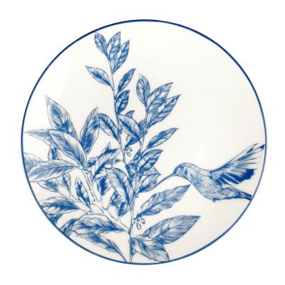 China 6.5 Inch Vintage Dish Sustainable Kitchenware Round Asian Ceramic Chinese Dinner Plates Blue And White Porcelain Dishes for sale