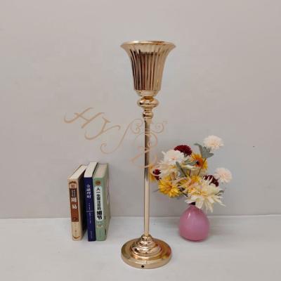 China Modern HY Flower Arrangement Centerpiece Table Home Events Flower Stand Table Metal Trumpet Vases for Wedding Table for sale