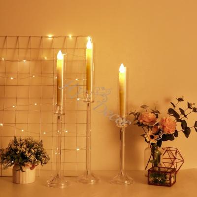 China Romantic Wedding Decoration HY 3PCS Candle Holders Tubes Tall Clear Party Table Wedding Centerpieces Acrylic Stand Candelabra Decorations for sale