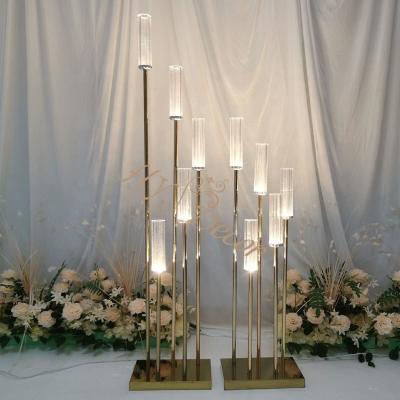 China Romantic Wedding Decoration HY Weddomg Ebents Walkway Entrance Lights Props Acrylic Candlestick Table Wedding Candelabra Centerpieces for sale