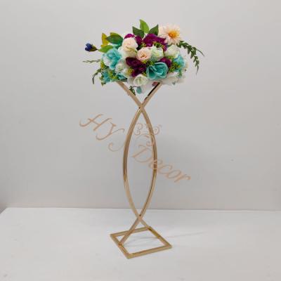 China Romantic Wedding Decoration HY Tall Frame Geometric Column Stable Flower Pedestal Stand Wedding Centerpieces For Flower for sale