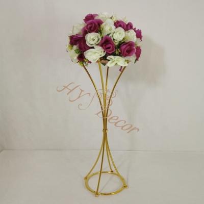 China Romantic Wedding Decoration HY Events Birthday Wedding Boho Flower Vases Table Flower Ball Wedding Centerpieces Stand Trumpet Vase for sale