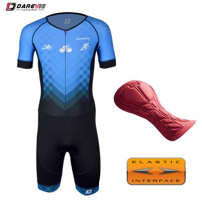 China Darevie Skin Antibacterial Custom Cycling Suit Men Cycling One Piece Wear Suit Triathlon Trisuit Set Cycle Bike Suit for sale