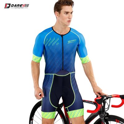 China Darevie Skin Suit Triathlon Bike Mens Short Sleeves Clothing Antibacterial Custom Cycling Blue Cycling Triathlon for sale