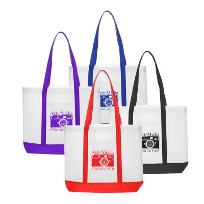 China Customized Eco Friendly Promotional Printed Logo Woven Tote Bags Printed Large Shopping Non Custom Foldable Portable for sale