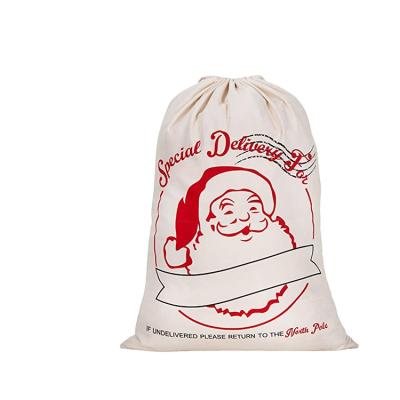 China Large Santa Sack Personalized Christmas Sacks Eco Friendly Cotton Canvas Hot Sale Drawstring Bag For Gifts for sale