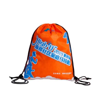 China Eco Friendly Customized Logo Promotional Recyclable Packaging Polyester Drawstring Bag for sale