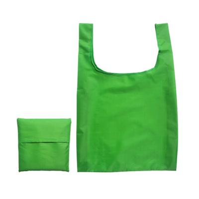 China Eco Friendly Biodegradable Fast Delivery Promotional Vest Polyester Portable Foldable Shopping W Cut Out Bag Promotion Gift Or Shopping Bag for sale