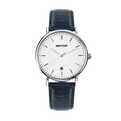 China Day/Date Drees Blue Watches LOGO Original Mens Leather Band Mechanical Watch OEM Mens Automatic Movements Customized for sale