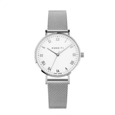 China Wholsale Water Resistant 5ATM Simple Classic Watches Ultra Slim Ronda Stainless Steel Mesh Band Swiss Sliver Watch For Girls for sale