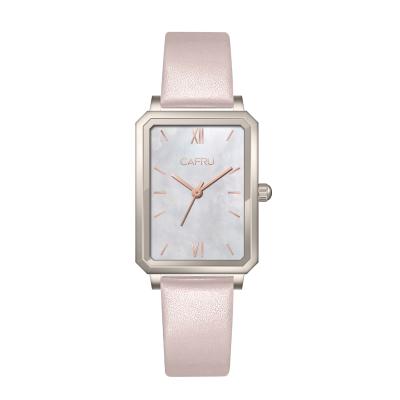 China Waterproof 5atm Water Resistant Rectangle Hand Vendor Watches Lady Stylish Manufactured Girl Leather Pink Watch Beautiful 2021 for sale