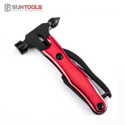 China Hot Sale Camping Tent Ground Hammer Screwdriver Bottle Opener Saw Breaker Hammer Outdoor Emergency Car Survival Cutter Multi Blade Wire Tools for sale