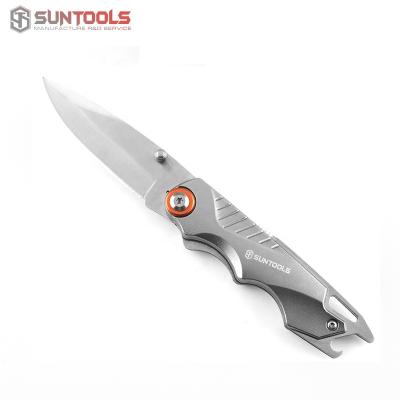 China Carry Wholesales OEM Color And Logo Stainless Steel Aluminum Handle Easy Folding Custom Camping Knife for sale