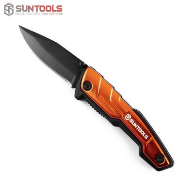 China Wholesale Customized SUNTOOLS Logo and Color Non-variable Black Finished Stainless Steel Blade Folding Pocket Knife for sale