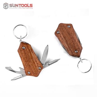 China Funcational Wooden Multi Body Stainless Steel Knives Screwdriver Bottle Opener Mini Folding Knife Tools for sale