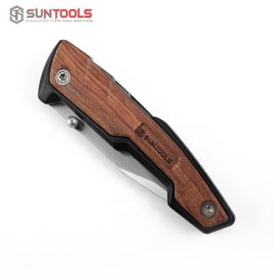 China Easy Carry Customized Knives Wooden Handle Stainless Steel Blade Folding Camping Pocket Knife for sale