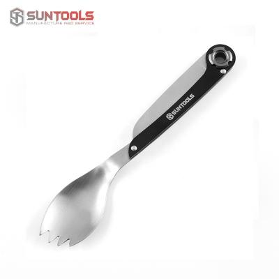 China Multifunctional Foldable Stainless Steel Outdoor Camping Spork Knife Spoon and Fork Travel Cutlery Set for sale