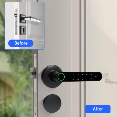 China Zinc Alloy Smart Fingerprint Lock Handle With APP Control Function for sale