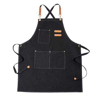 China Kitchen Waxed Canvas Bartender Luxury Unisex Bib Apron Custom Cotton Apron for sale