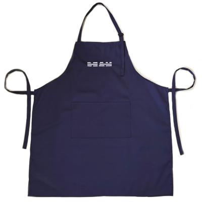 China Unisex Custom Made Bib Apron Factory Price Navy Blue Embroidery BBQ Bib Kitchen Apron With Logo for sale