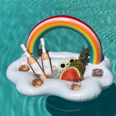 China PVC factory rainbow cloud inflatable drink holder, beach drink holder, large, small size, any style for sale