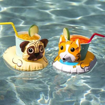 China PVC; NON-PHTHALATE PVC Comply with EN71 or ASTM Standards Inflatable Swim Drink Floats Cup Holder Summer DOG Pool Drink Holder for sale